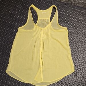 Aerie Light Yellow Button-Front Tank Top
